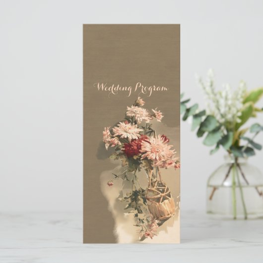 Chrysanthemen in einer Flasche Hochzeitskarte Programm (Stehend Vorderseite)