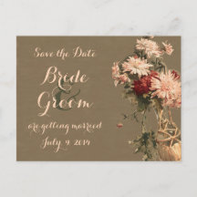 Chrysanthemen in einer Flasche Save the Date Postk