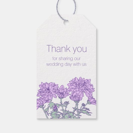 Chrysanthemen lila Blumengeschenkegel Geschenkanhänger (Rückseite)