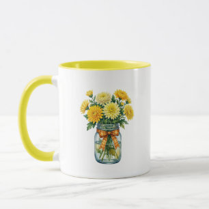 Chrysanthemen-Mason-Glas-Wasserfarben-Tasse Tasse