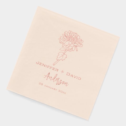 Chrysanthemen Personalisierte Hochzeit, Brautparty Servietten Mit Folie (Links)