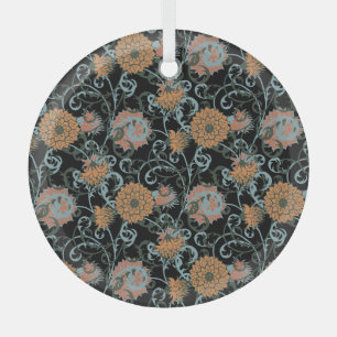 Chrysanthemen Schwarzer Hintergrund, Floral Vintag Ornament Aus Glas