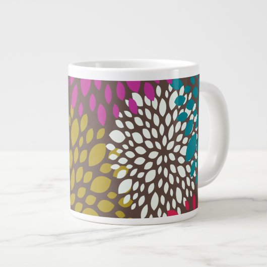 Chrysanthemen-Splash Jumbo-Tasse (Vorderseite Rechts)