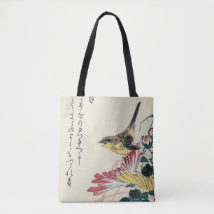 Chrysanthemen und Zaunkönig, Hiroshige, Ukiyo-e Tasche