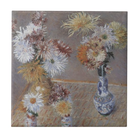 Chrysanthemen von Gustave Caillebotte Fliese (Vorderseite)