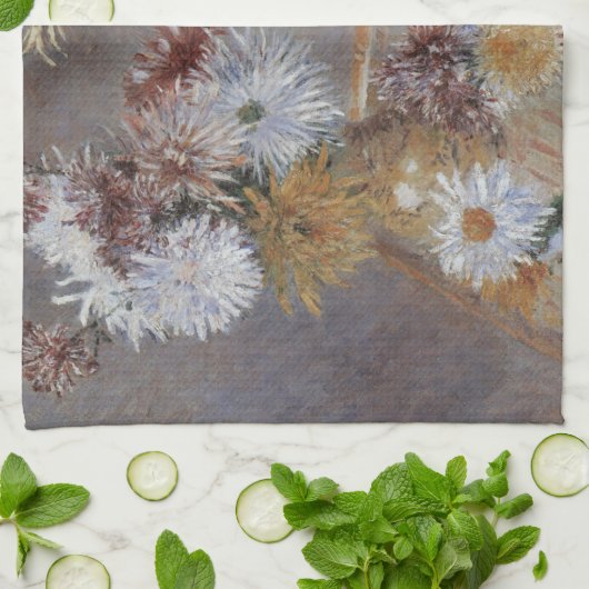 Chrysanthemen von Gustave Caillebotte Geschirrtuch (Gefaltet)