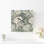 Chrysanthemen, William Morris Quadratische Wanduhr (Zuhause)