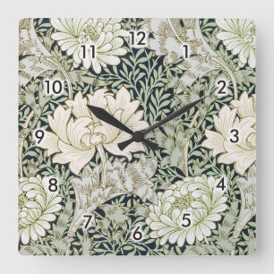 Chrysanthemen, William Morris Quadratische Wanduhr