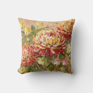 Chrysanthemenwiese: Acryl-Handmalerei. Kissen