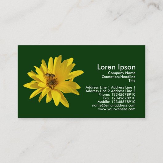 Chrysanthemum and Hover Fly - Dunkelgrün Visitenkarte (Vorderseite)