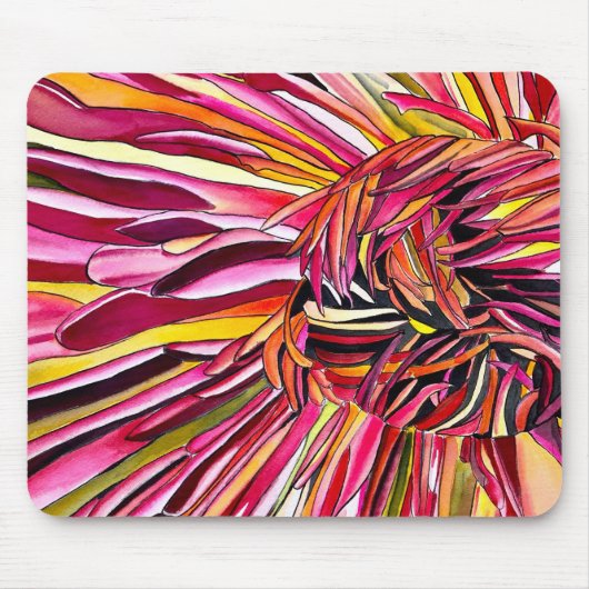Chrysanthemum Aquarellkunst Blume Mousepad (Vorne)