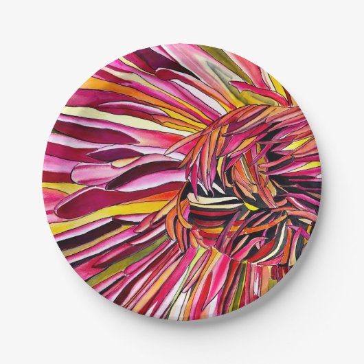 Chrysanthemum Aquarellkunst Blume Pappteller (Vorderseite)