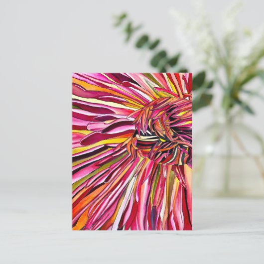 Chrysanthemum Aquarellkunst Blume Postkarte (Stehend Vorderseite)