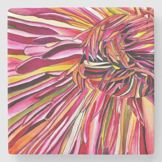 Chrysanthemum Aquarellkunst Blume Steinuntersetzer (Vorderseite)