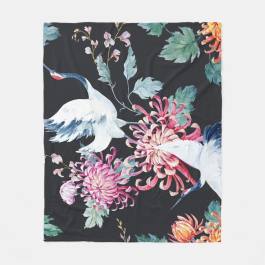 Chrysanthemum Aquarellmuster Fleecedecke (Vorderseite)