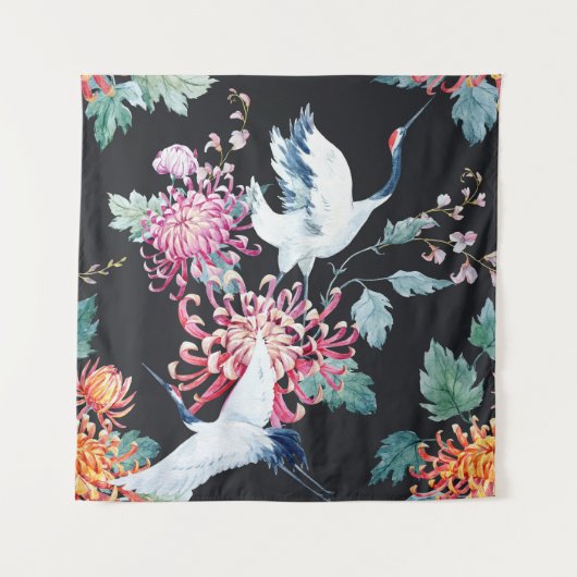 Chrysanthemum Aquarellmuster Wandteppich (Vorderseite)