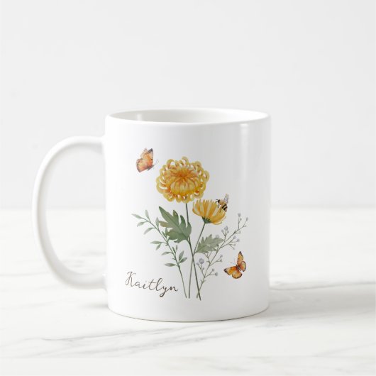 Chrysanthemum Birth Month Flower Kaffeetasse (Links)