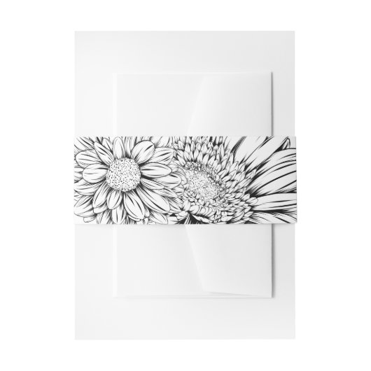 Chrysanthemum Black Line Drawing with Your Name  Einladungsbanderole (Vorderseite Beispiel)