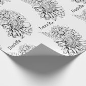 Chrysanthemum Black Line Drawing with Your Name  Geschenkpapier (Ecke)