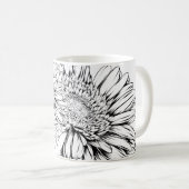 Chrysanthemum Black Line Drawing with Your Name  Kaffeetasse (VorderseiteRechts)
