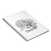 Chrysanthemum Black Line Drawing with Your Name  Notizblock (Rechte Seite)