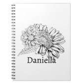 Chrysanthemum Black Line Drawing with Your Name  Notizblock (Vorderseite)