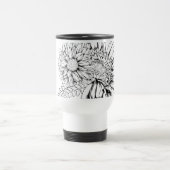 Chrysanthemum Black Line Drawing with Your Name  Reisebecher (Mittel)