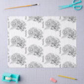 Chrysanthemum Black Line Drawing with Your Name  Seidenpapier (Basteln)