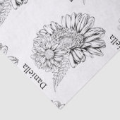 Chrysanthemum Black Line Drawing with Your Name  Seidenpapier (Detail)
