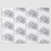 Chrysanthemum Black Line Drawing with Your Name  Seidenpapier (Vorderseite)