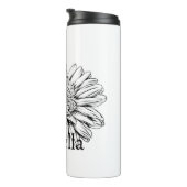Chrysanthemum Black Line Drawing with Your Name  Thermosbecher (Nach rechts gedreht)