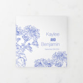 Chrysanthemum-blaue Blume zeichnend Dreifach-gefaltete Programmkarte (Cover)