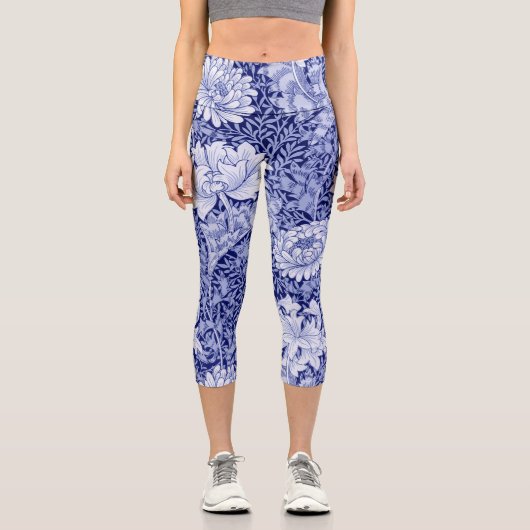 Chrysanthemum Blue, William Morris Capri Leggings (Vorderseite)