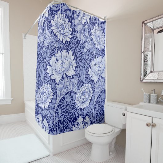 Chrysanthemum Blue, William Morris Duschvorhang (Beispiel)
