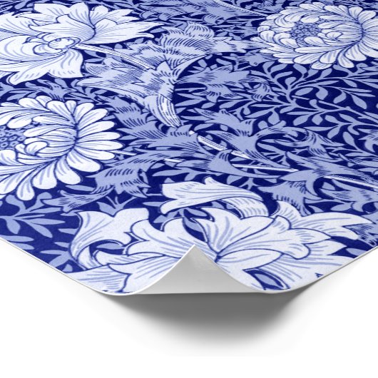 Chrysanthemum Blue, William Morris Poster (Ecke)