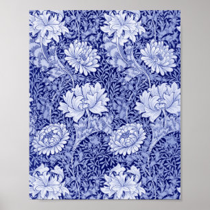Chrysanthemum Blue, William Morris Poster