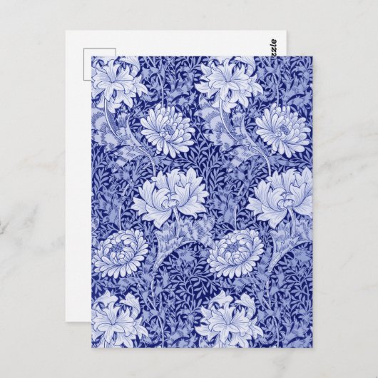 Chrysanthemum Blue, William Morris Postkarte (Vorne/Hinten)