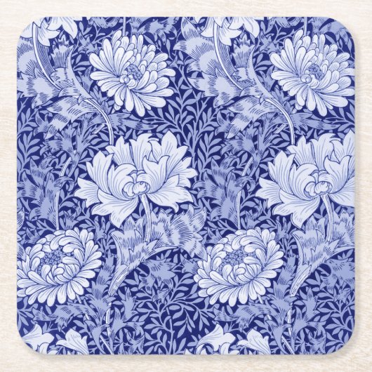 Chrysanthemum Blue, William Morris Rechteckiger Pappuntersetzer (Vorderseite)