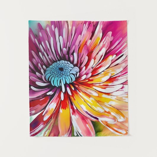 Chrysanthemum Blume Abstrakt Art Florenz Wandteppich (Vorderseite)