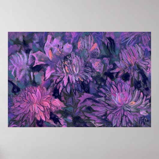 Chrysanthemum Blume Abstrakt Blumenstrauß Poster (Vorne)