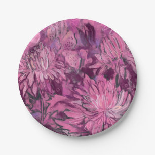 Chrysanthemum Blume Blumenmalerei Rosa Maroon Pappteller