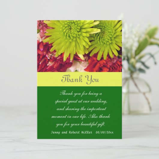 Chrysanthemum Blume danke Karte (Stehend Vorderseite)