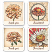 Chrysanthemum Blume Groovy Retro Personalisiert Aufkleber (Vorderseite)
