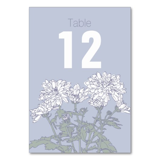 Chrysanthemum Blume Hochzeit Tischnummern (Vorderseite)