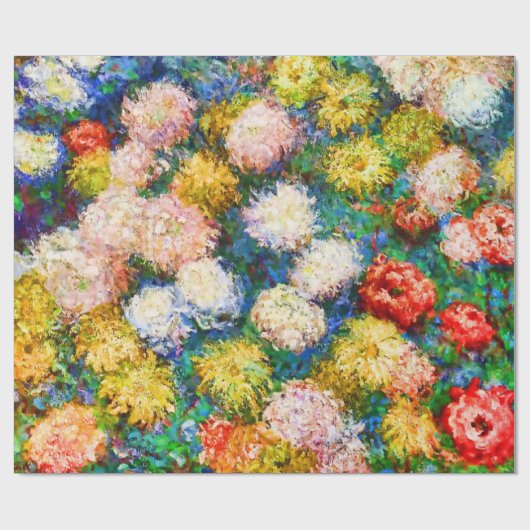 Chrysanthemum Blume im Vase Monet Fine Art Geschenkpapier (Flach)