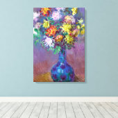 Chrysanthemum Blume im Vase Monet Fine Art Leinwanddruck (Insitu (Holzboden))