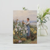 Chrysanthemum Blume (Mädchen im Garten) Karte (Stehend Vorderseite)