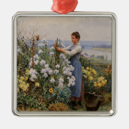 Chrysanthemum Blume (Mädchen im Garten) Ornament Aus Metall