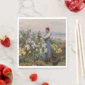 Chrysanthemum Blume (Mädchen im Garten) Serviette (Beispiel)