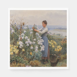 Chrysanthemum Blume (Mädchen im Garten) Serviette